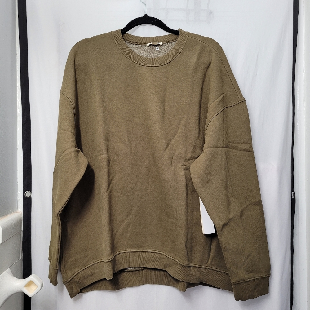 Goodthreads Women's Heritage Fleece Beefy Crewneck Sweatshirt Green Olive XXL
